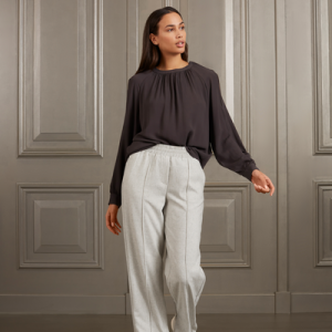 Woven Wide Leg Trousers melange grey