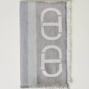 Jacquard Scarf met logo heather grey