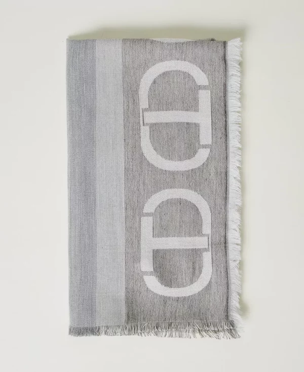 Jacquard Scarf met logo heather grey