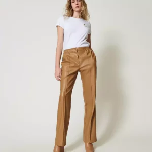 Leather-Like Trousers sandy brown