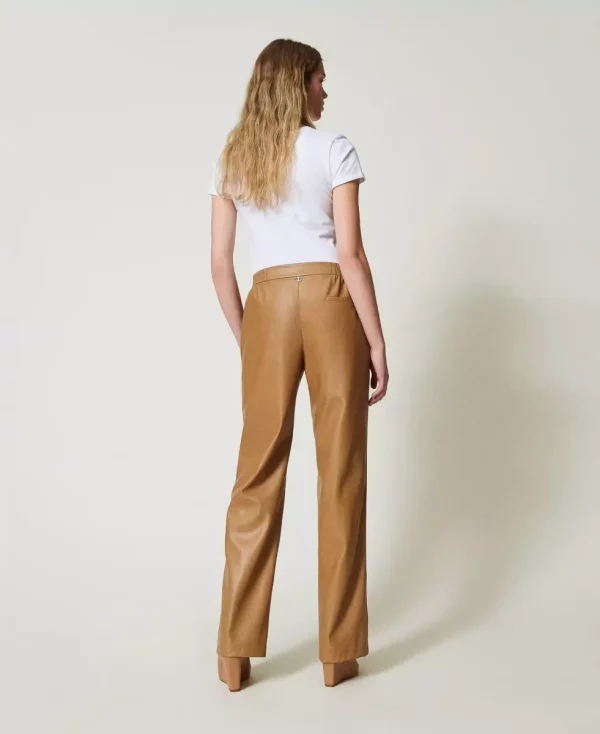 Leather-Like Trousers sandy brown