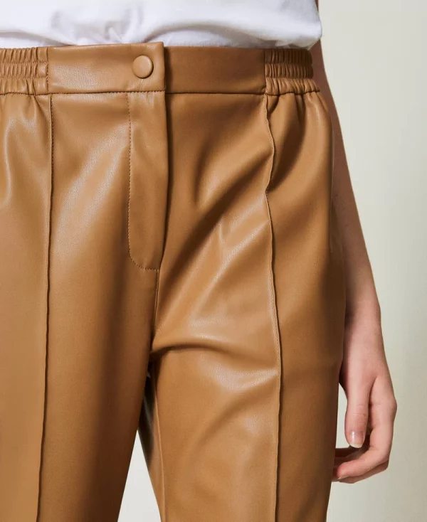 Leather-Like Trousers sandy brown