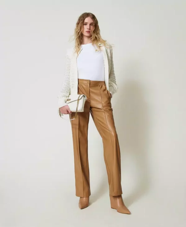 Leather-Like Trousers sandy brown