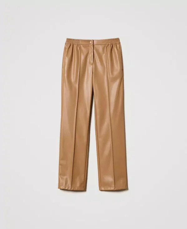 Leather-Like Trousers sandy brown