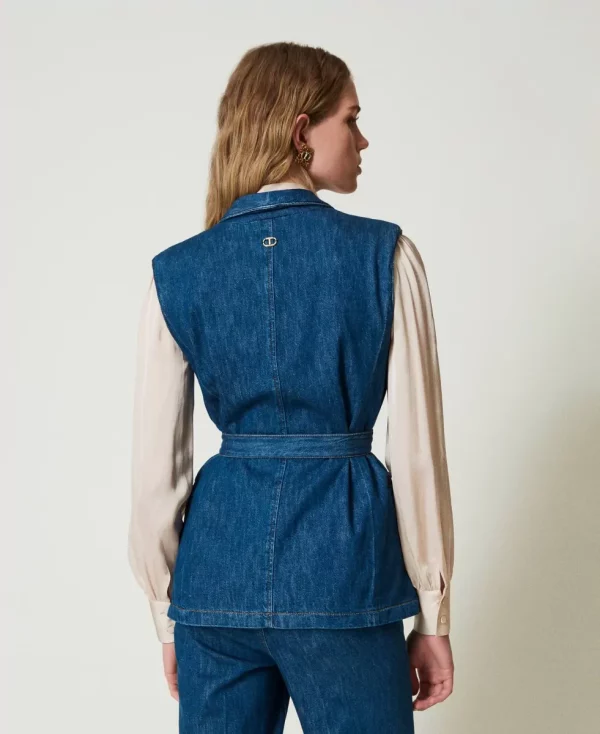 Gilet Jeans avec Ceinture denim