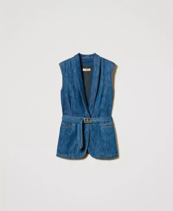 Gilet Jeans avec Ceinture denim