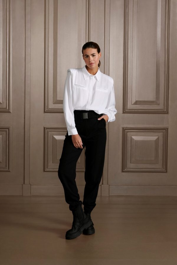 BLOUSE WITH PADDED SHOULDERS pure white