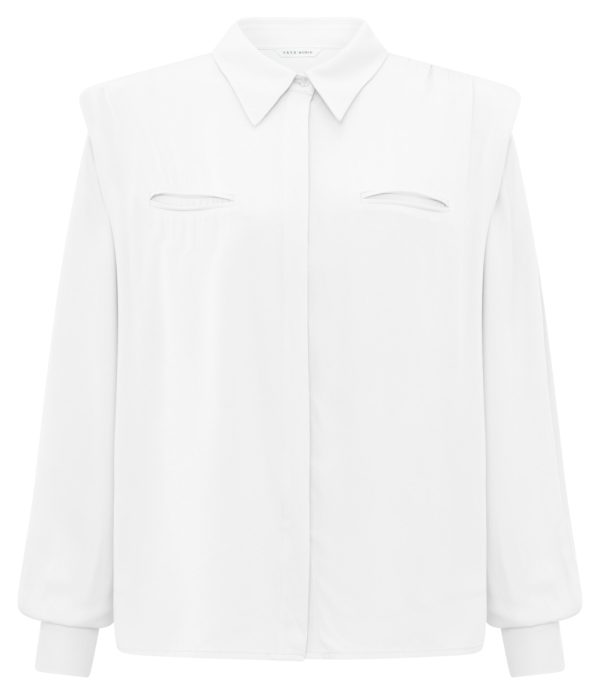 BLOUSE WITH PADDED SHOULDERS pure white